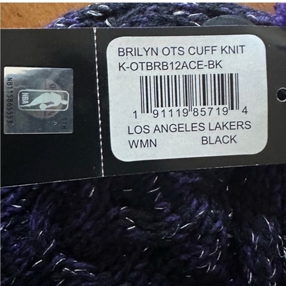 LA Lakers Bundle of 2 Mitchell & Ness + OTS NBA Logo Knit Cuffed Beanie Hats - Picture 8 of 11